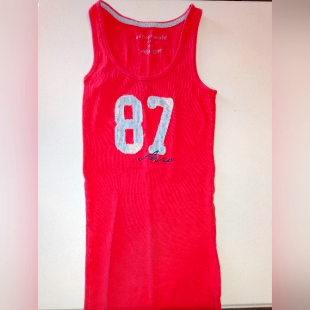 Aeropostale Tank Top with 3D Distressed Logo, Scarlett, S/P